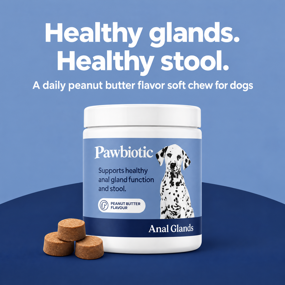 Healthy glands. Healthy stool. A daily peanut butter flavor soft chew for dogs